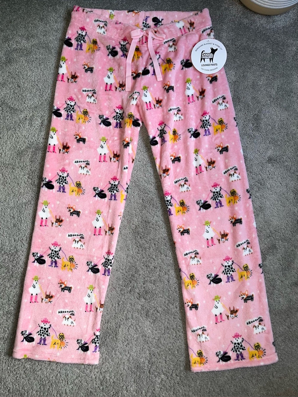 NWT Berkshire Artist Series Collab w/Illustrator Lili Chin Doggie Drawings Pants